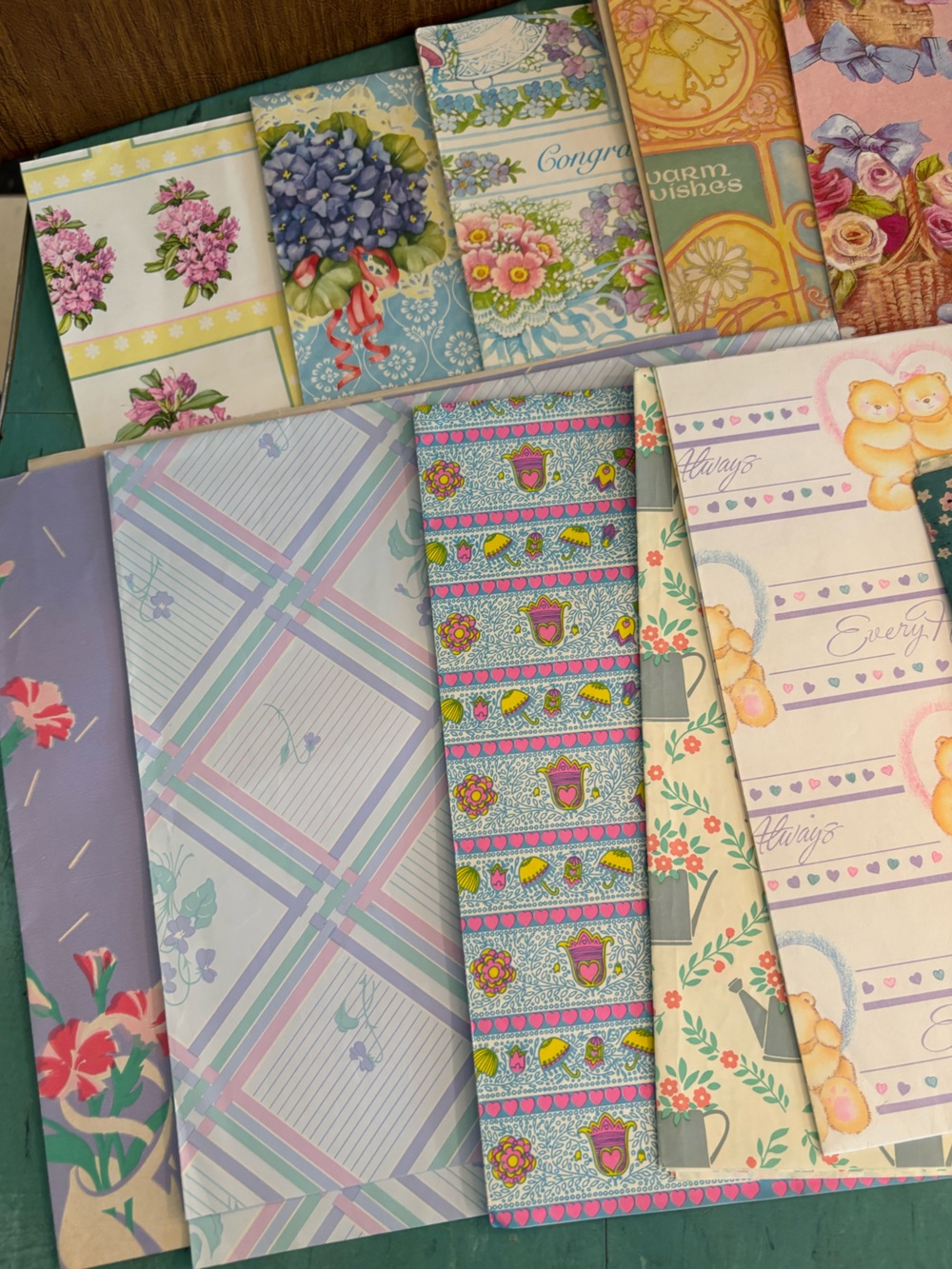 Vintage gift wrap floral congrats shower assorted wrapping paper ephemera lot - Picture 2 of 5
